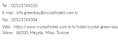 Crystal Green Bay Resort & Spa telefon numaralar, faks, e-mail, posta adresi ve iletiim bilgileri